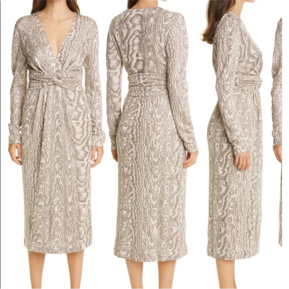 Missoni Wood Grain Pattern Knit Dress in Natural